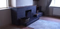 The cottage's fireplace